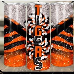 Tigers Cheerleader 📣 Cheer Mom Tumbler 20oz, Lid, Straw & Gift Box